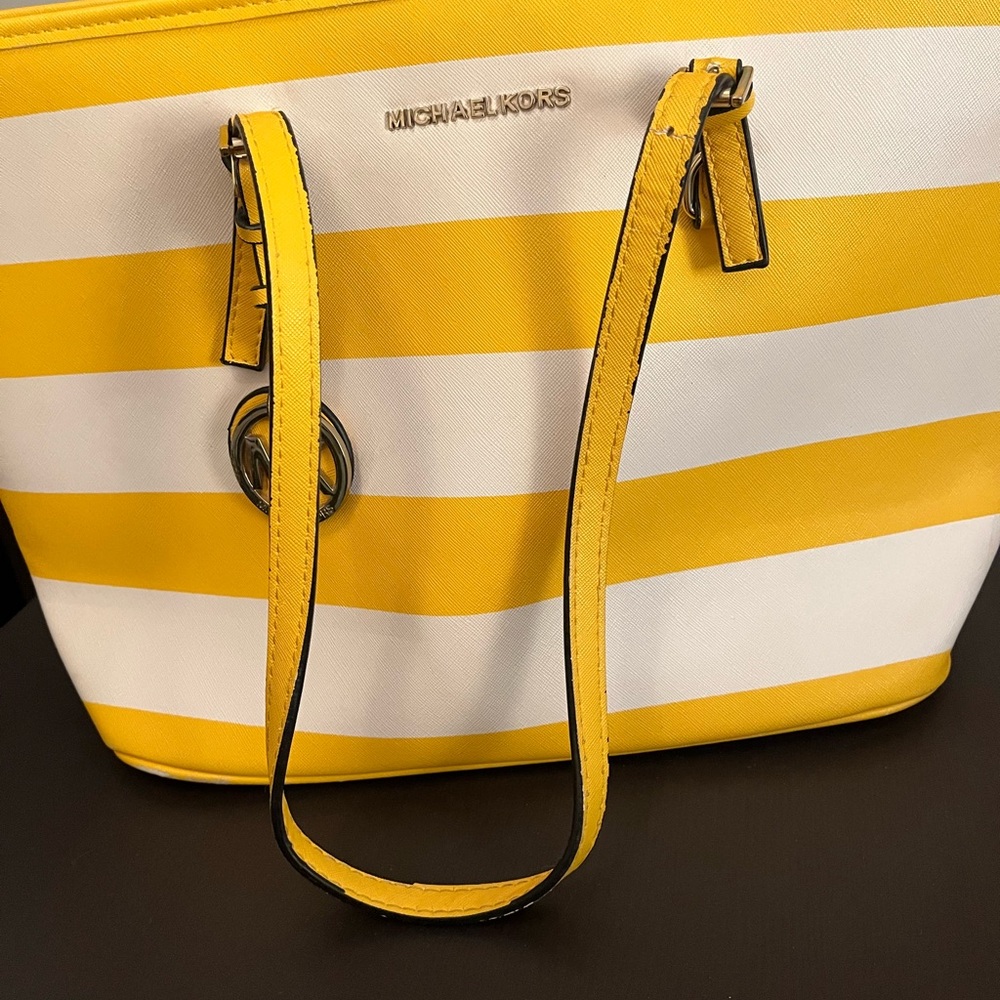 Michael Kors Yellow and White Nautical Tote